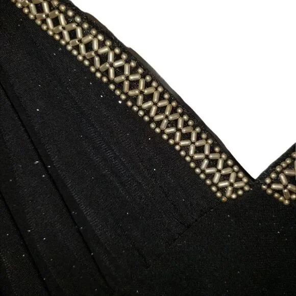 Eva Blue Juniors Black Sleeveless Gold Detail Sparkle Party Dress - Picture 7 of 9